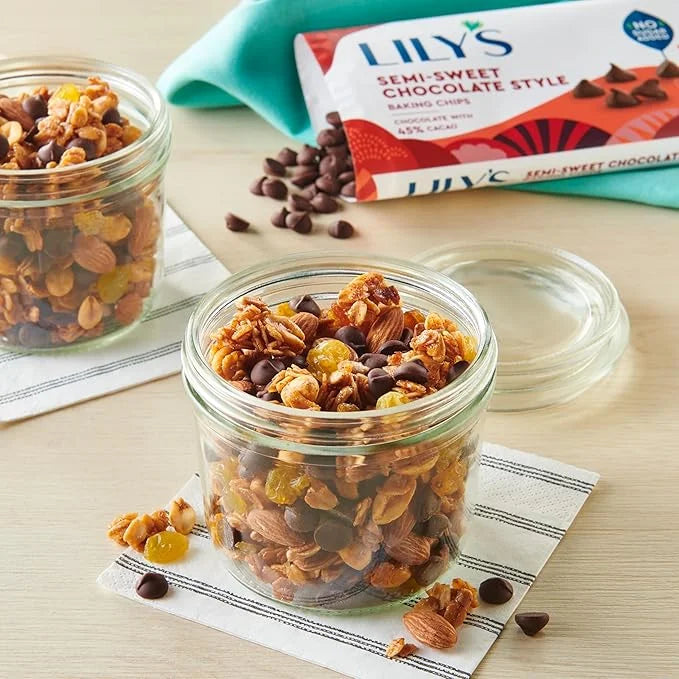 LILY'S Semi-Sweet Chocolate Style No Sugar Added, Baking Chips Bag, 9 oz - Product Image