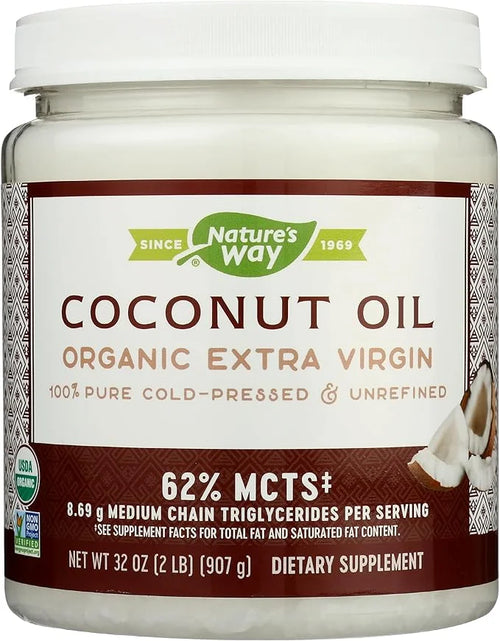Nature's Way Organic Extra Virgin Coconut Oil, Pure Source of MCTs, Cold-Pressed, 32 Oz. - Product Image
