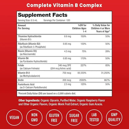NutraChamps Vitamin B Complex for Kids, B1, B2, B3, B6, B7, B9 & Methyl B12, Kids B Complex Liquid Drops Supplement, Energ...
