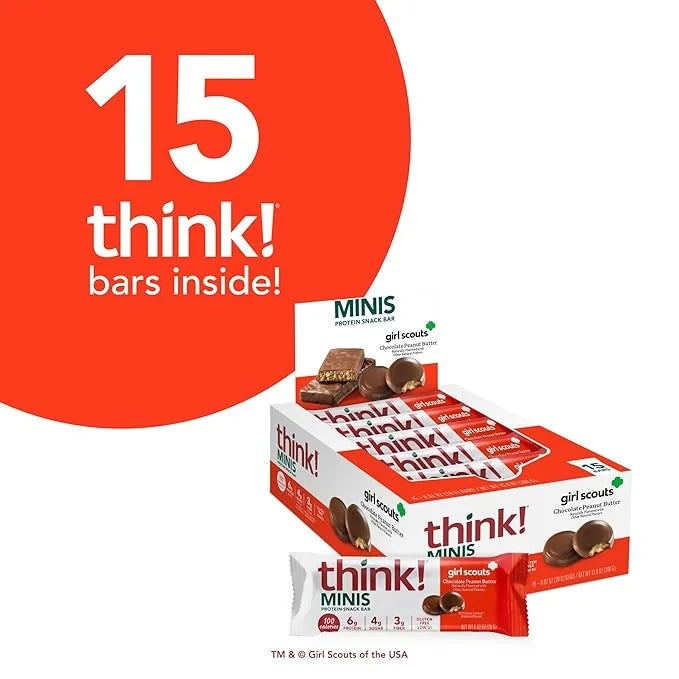 think! Minis Protein Snack Bar, Gluten Free, Girl Scouts Chocolate Peanut Butter, 15 Count - Product Image