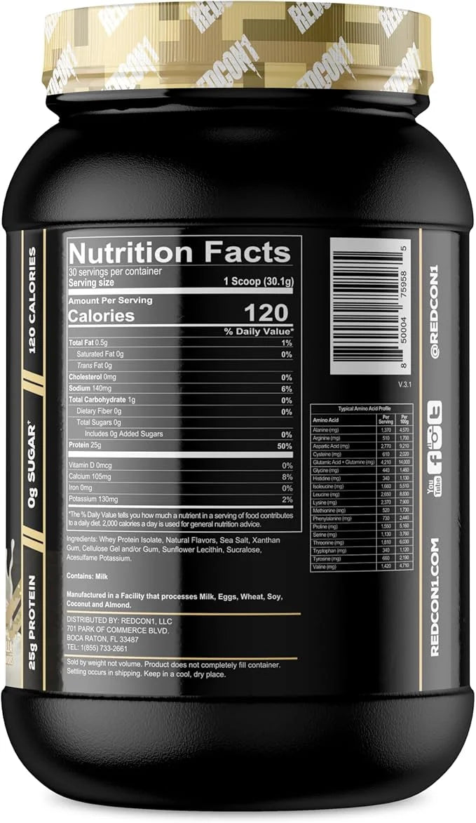 REDCON1 Isotope 100% Whey Isolate, Vanilla - Keto Friendly Whey Protein Powder - Low Carb + Sugar Free Whey Protein Isolat...