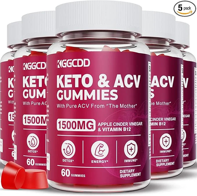 (5 Pack) Keto ACV Gummies Extreme1500MG Keto Gummies Apple Cider Vinegar Formulated with Pomegranate Beet Juice Powder B12...