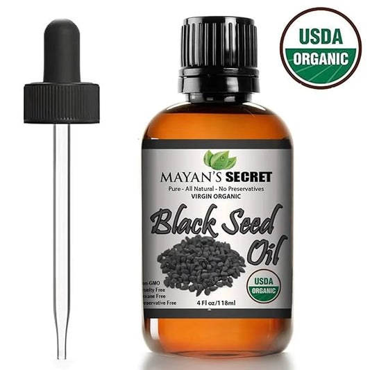 Mayan's Secret - 4oz Cold Pressed Black Cumin Seed Oil Organic USDA Certified -Nigella Sativa Cold Pressed, Virgin, Unrefi...
