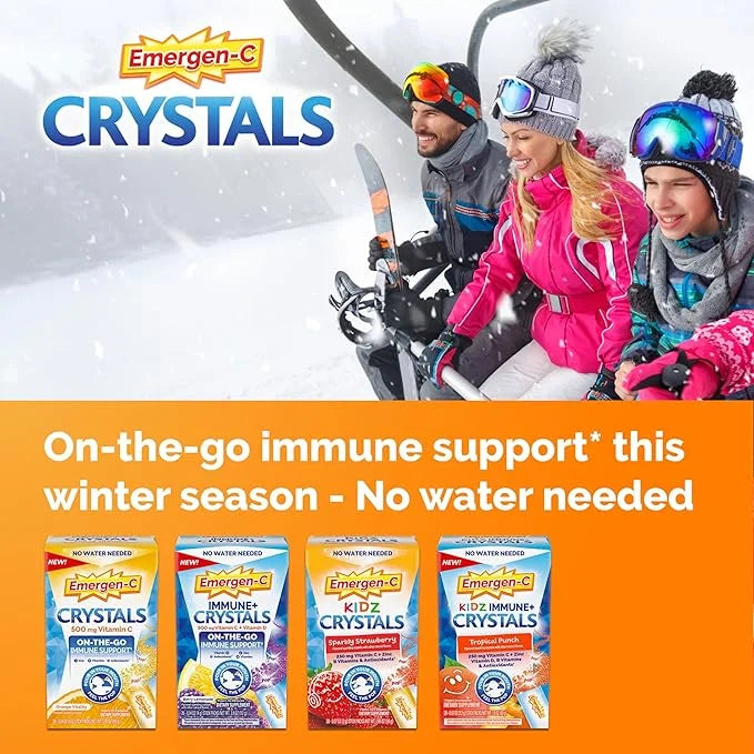 Emergen-C Crystals, On-The-Go Immune Support Supplement with Vitamin C, B Vitamins, Zinc and Manganese, Orange Vitality - ...