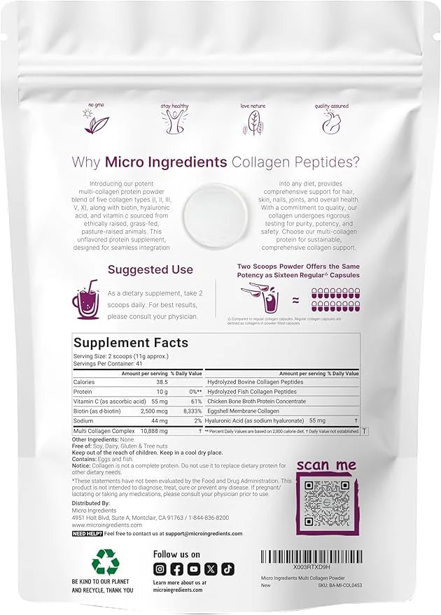 Multi Collagen Peptides Powder, 16 Oz