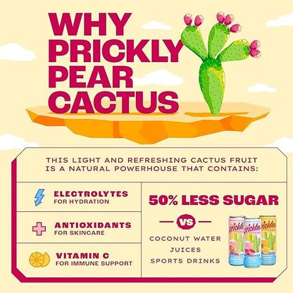 Cactus Water Variety 12 Pack - Made From Prickly Pear - Added Natural Antioxidants & Electrolytes For Hydration, Immunity,...