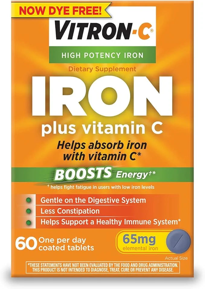 Vitron-C Iron Supplement with Vitamin C, 60 Count D3 5000iu 5000iu (125 (125 mcg), 90 Count
