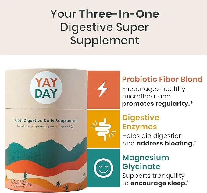 Digestive Enzymes & Fiber Supplement Powder (30 Servings).