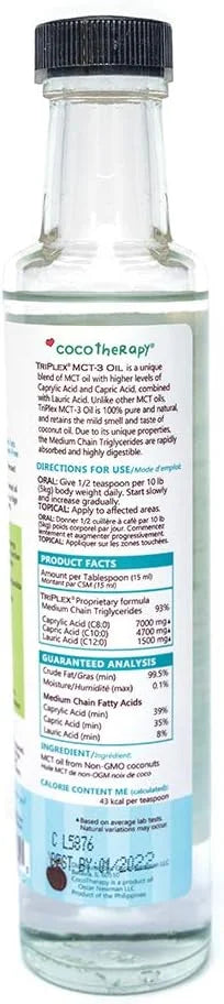 CocoTherapy Triplex MCT-3 Oil, Non-GMO, 100% Pure and Natural, 8 oz. - Product Image