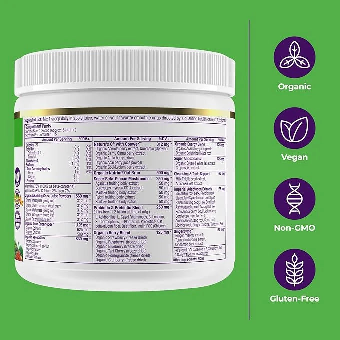 Paradise Herbs, ORAC Energy Greens Powder, 24 Servings 1 Scoop, 15 Servings