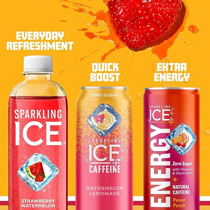 Sparkling Ice, Strawberry Watermelon Sparkling Water, Zero Sugar Flavored Water, with Vitamins and Antioxidants, Low Calor...