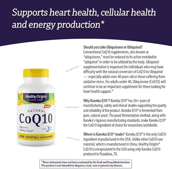 Healthy Origins CoQ10 (Kaneka Q10) 100mg Softgels 150 Softgels