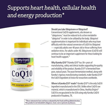 Healthy Origins CoQ10 (Kaneka Q10) 100mg Softgels 150 Softgels