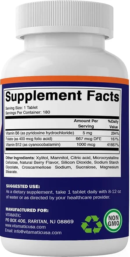 Vitamatic Folic Acid B12 B6 180 Fast
