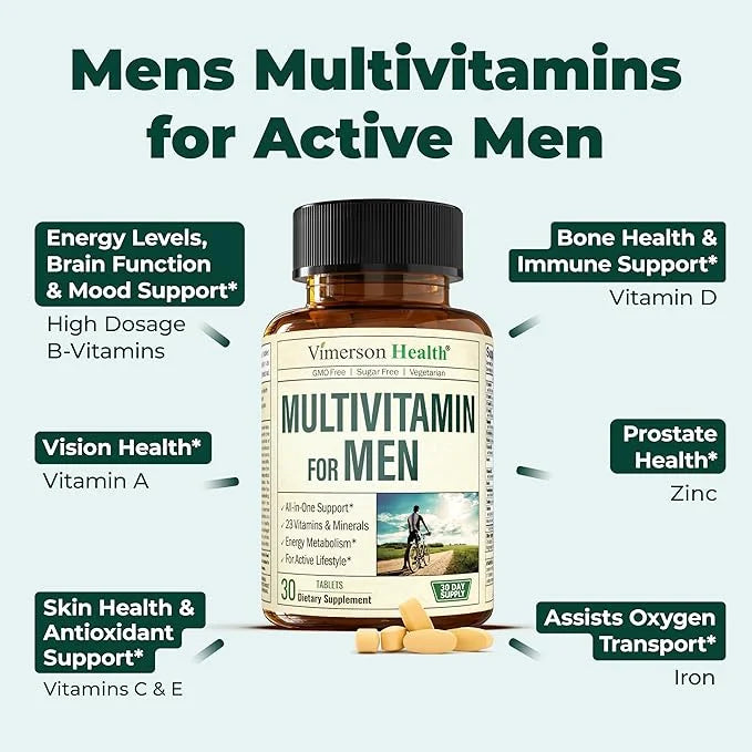 Multivitamin for Men - Daily Mens Multivitamins & Multiminerals with Vitamin A, C, D, E, B12, Zinc & Iron. Essential Vitam...