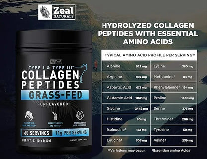 Pure Collagen Peptides Powder (11g 60 Servings)