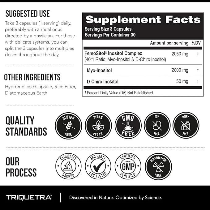 Inositol Supplement | Myo-Inositol & D-Chiro Inositol Complex - Clinically Validated 40:1 Ratio (Vitamin B8)| Hormonal Bal...