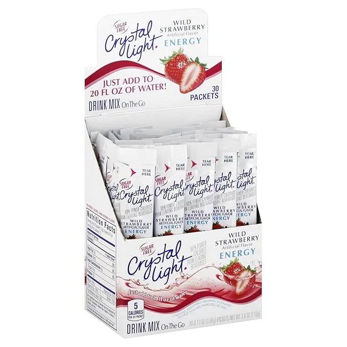 Crystal Light Energy Strawberry On-The-Go Powdered Drink Mix 30 Count - Product Image