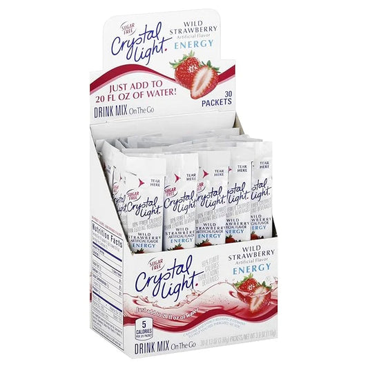 Crystal Light Energy Strawberry On-The-Go Powdered Drink Mix 30 Count - Product Image