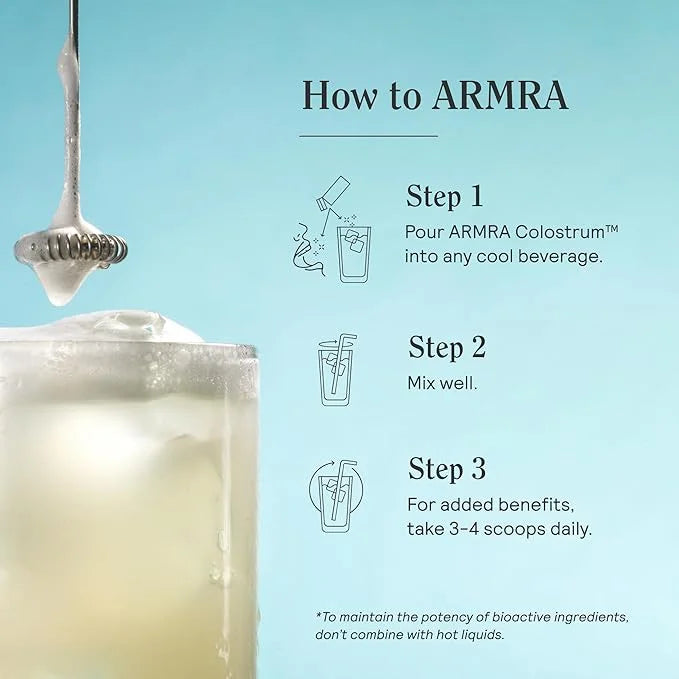 ARMRA Colostrum™ Premium Powder, Grass Fed, Gut Health Bloating Immunity Skin & Hair, Contains 400+ Bioactive Nutrients, P...