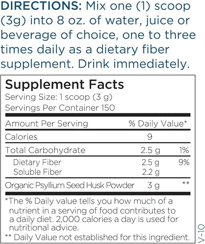 Metabolic Maintenance Psyllium Husk Powder Fiber Supplement (150 Servings)