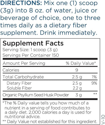 Metabolic Maintenance Psyllium Husk Powder Fiber Supplement (150 Servings)