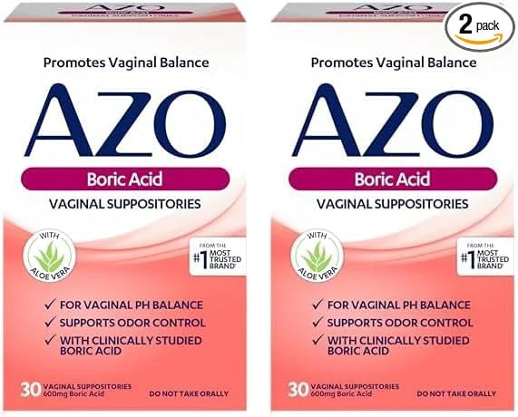 AZO Boric Acid Vaginal Suppositories, Helps 30 Count 2)