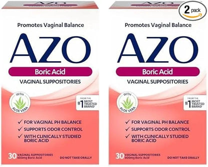AZO Boric Acid Vaginal Suppositories, Helps 30 Count 2)