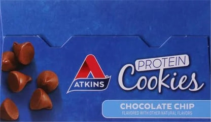 Atkins Chocolate Chip Protein Cookie, Protein Dessert, Rich in Fiber, 3g Net Carb, 1g Sugar, Keto Friendly, 4 Count - Prod...