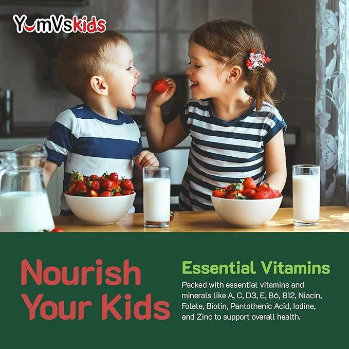 YumVs Kids Multivitamin Gummies 12 Minerals D3 E B6 B12 B12 - (60 Count)