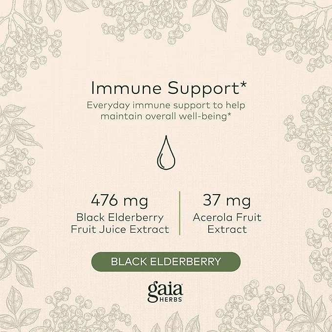 Gaia Herbs Black Elderberry(Sambucus Nigra) Syrup-Immune Formula-3 Fl (18-Day Supply)