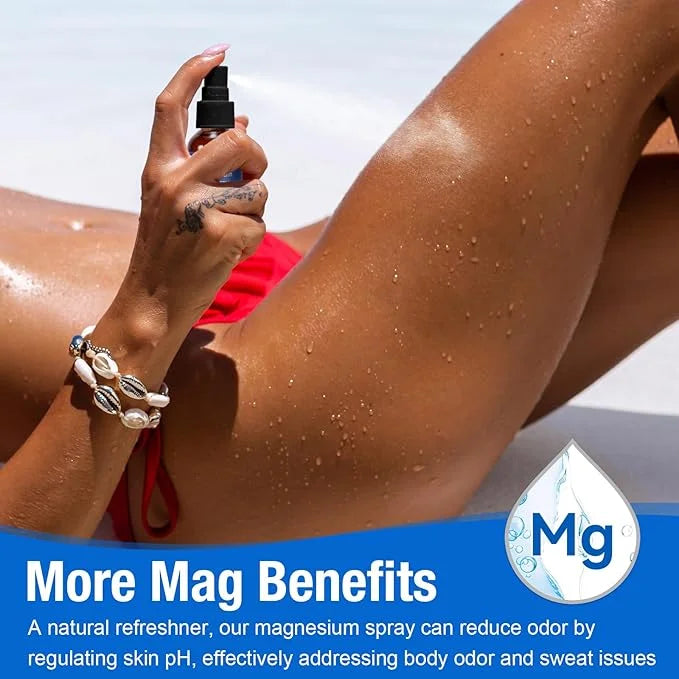 Magnesium Spray, Pure Magnesium Oil Spray for Feet, Organic Natural Ingredient in Glass Bottle, Easy to Absorb and Use - P...