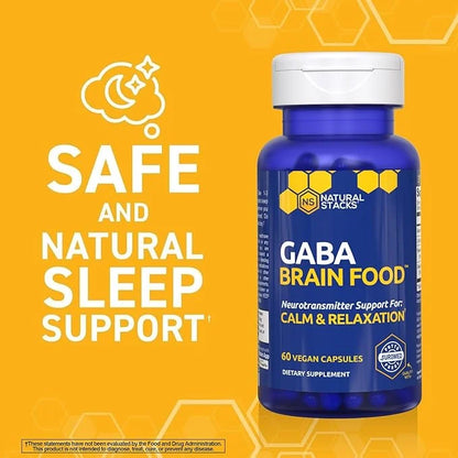 GABA Brain Food - GABA Supplement with L-Citrulline & Grape Seed Extract - Supports Calm & Relaxation - Nighttime Sleep Ai...