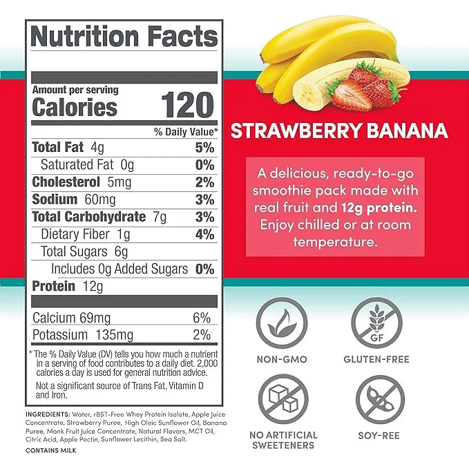 Designer Wellness Protein Smoothie, Real Fruit, 12g Protein, Low Carb, Zero Added Sugar, Gluten-Free, Non-GMO, No Artifici...