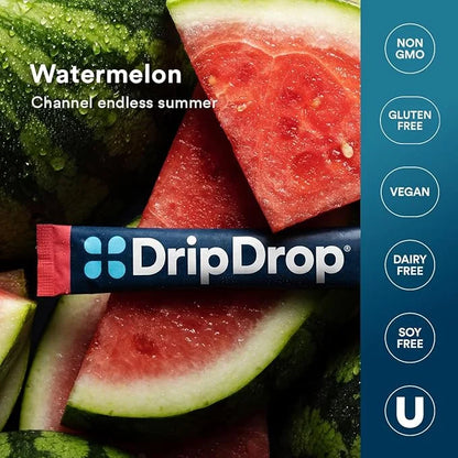 DripDrop Hydration - Watermelon - Electrolyte Drink Mix Single Serve Hydration Powder Packets | Non-GMO, Gluten Free, Vega...