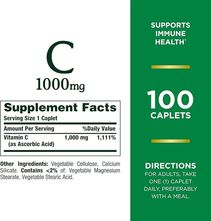 Nature's Bounty Vitamin C 1000mg, Immune 2 Pack, 100 Caplets