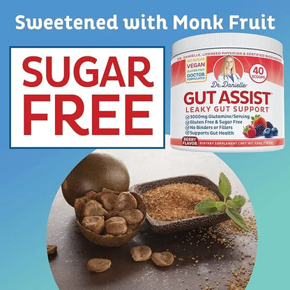 Doctor Danielle Gut Assist - Leaky Gut Repair Supplement Powder - Glutamine, Arabinogalactan, Licorice Root - Supports IBS...