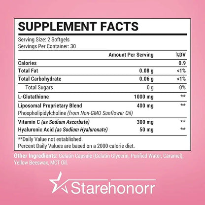 Liposomal Glutathione Softgels 1500MG, Reduced Glutathione 480 Softgels