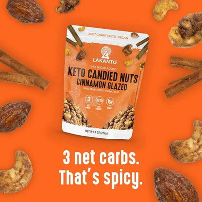 Lakanto Candied Nuts Cinnamon Glazed - No Sugar Added, Sweetened with Monk Fruit, 3 Net Carbs, Keto Diet Friendly, Vegan, ...