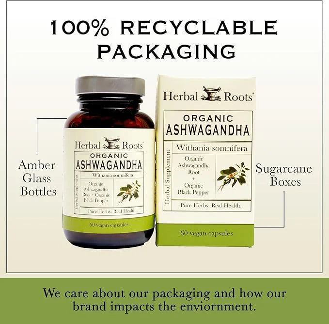 Herbal Roots Ashwagandha Capsules 1,000mg per 60 Vegan