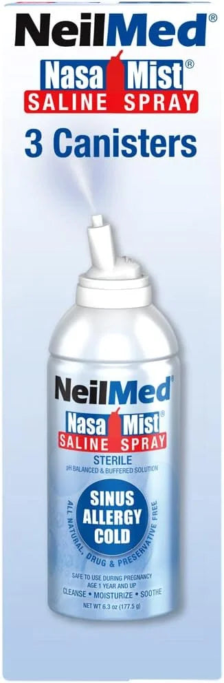 NeilMed NasaMist Isotonic Saline Spray. Soothe, 177mL. Contains 3 NasaMist