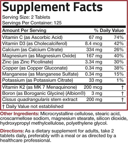 Bronson Bone Health & Strength Complex* 200 MCG K2 as MK7, Plus D3, and 250 Tablets