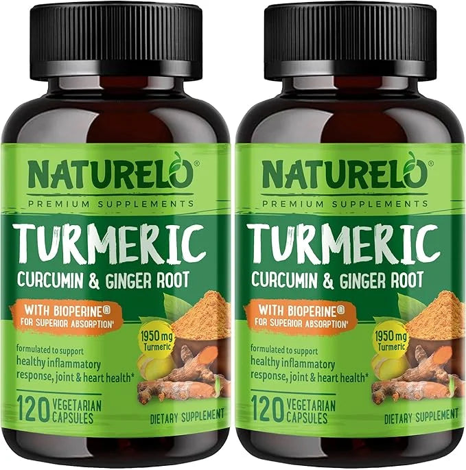 NATURELO Turmeric Curcumin with BioPerine 120 Vegan (2 Pack)