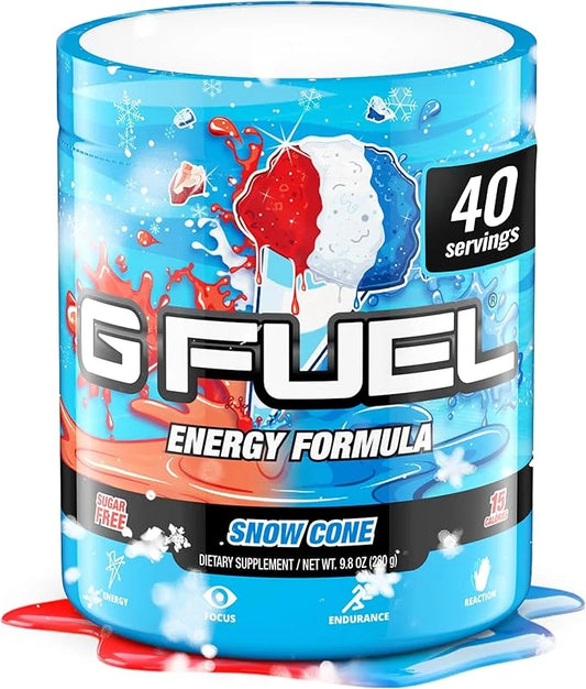 G Fuel Snow Cone Game-Changing Elite Energy Powder, Sharpens Mental Focus and Cognitive Function, Zero Sugar, Supports Imm...