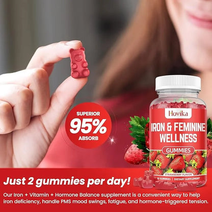 Iron for Women Gummies, 40mg Iron Supplement Anemia with multivitamin for Women, Zinc, Selenium, Iodine - for Iron Deficie...