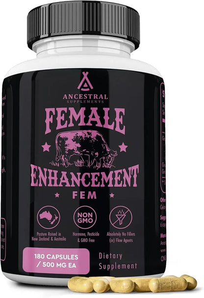 Ancestral Supplements Grass Fed FEM Liver Supplement for Women with Collagen, CoQ10, Vitamin B12, Joint Support Bone Marro...