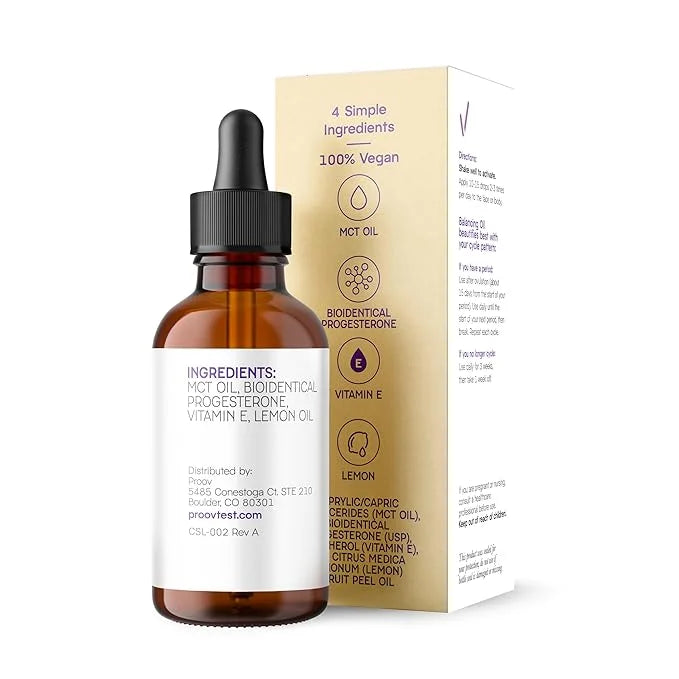Proov Balancing Oil for Face and Body with 2500 mg bio-identical USP Natural Progesterone, MCT Oil and Vitamin E Oil (and ...