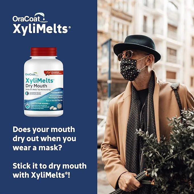 OraCoat XyliMelts Dry Mouth Relief Moisturizing Stick-On-Melts with Xylitol, 230 Count, Cinnamon, Helps Stimulate Saliva f...
