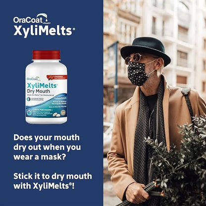 OraCoat XyliMelts Dry Mouth Relief Moisturizing Stick-On-Melts with Xylitol, 230 Count, Cinnamon, Helps Stimulate Saliva f...