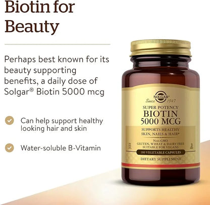 Solgar Biotin 5000 mcg 180 Count